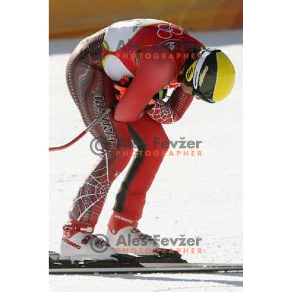 in the finish line of 2006 Torino Winter Olympic games men\'s downhill race in Borgata, Sestriere on February 12, 2006