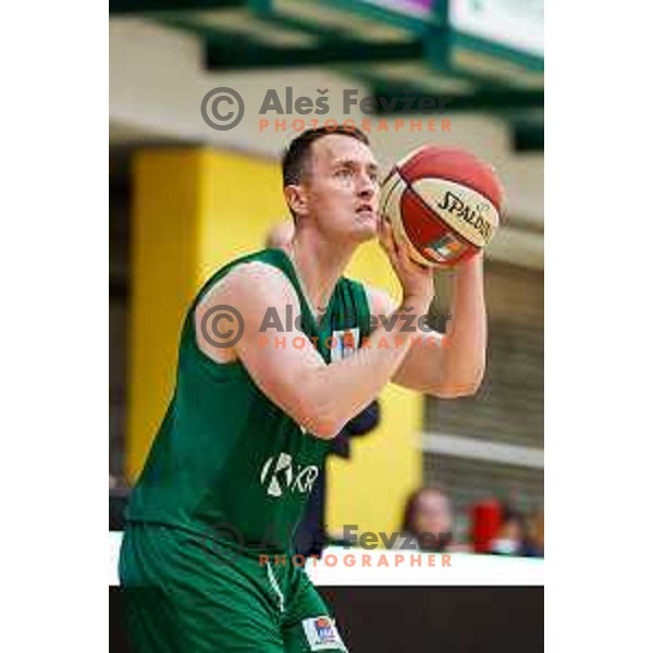 in action during at regular season basketball match of AdmiralBet ABA League 2024/2025 between Krka (SLO) and Cedevita Olimpija Ljubljana (SLO) in Novo mesto, Slovenia on May 3, 2025