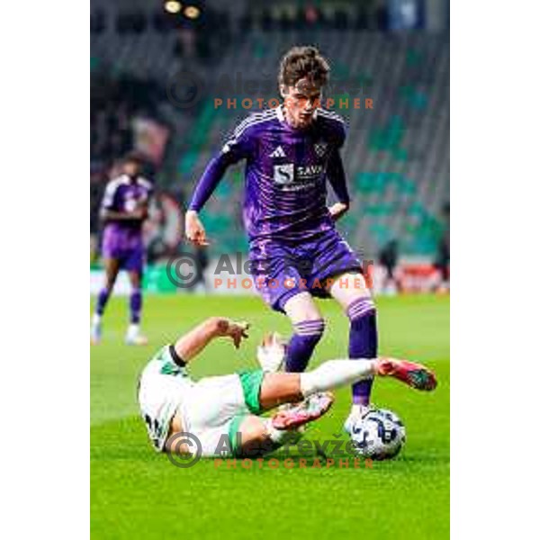 Niko Grlic in action during Prva liga Telemach 2024/2025 football match between Olimpija and Maribor in Ljubljana, Slovenia on May 3, 2025