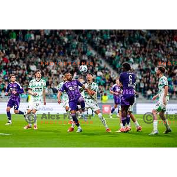 Halil Soudani and Jorge Silva in action during Prva liga Telemach 2024/2025 football match between Olimpija and Maribor in Ljubljana, Slovenia on May 3, 2025