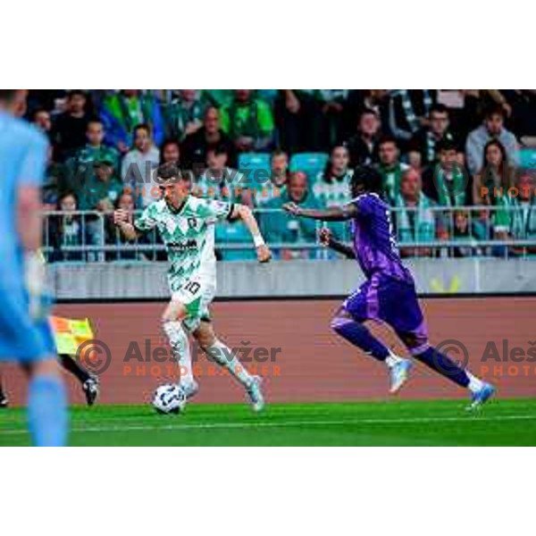 Raul Florucz in action during Prva liga Telemach 2024/2025 football match between Olimpija and Maribor in Ljubljana, Slovenia on May 3, 2025