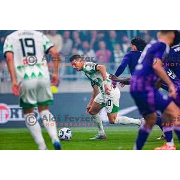 Raul Florucz in action during Prva liga Telemach 2024/2025 football match between Olimpija and Maribor in Ljubljana, Slovenia on May 3, 2025