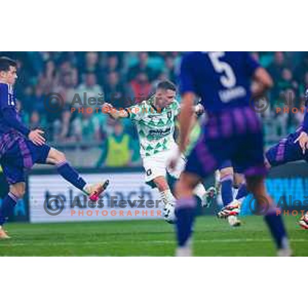 Raul Florucz in action during Prva liga Telemach 2024/2025 football match between Olimpija and Maribor in Ljubljana, Slovenia on May 3, 2025