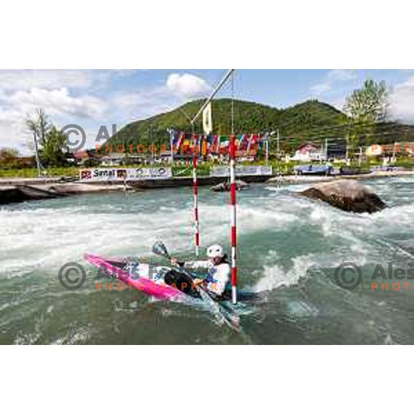 Ajda Novak (SLO) competes at ICF Canoe slalom in Tacen, Ljubljana Slovenia on April 27, 2025