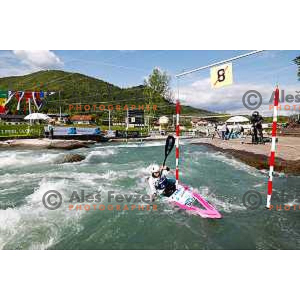 Ajda Novak (SLO) competes at ICF Canoe slalom in Tacen, Ljubljana Slovenia on April 27, 2025