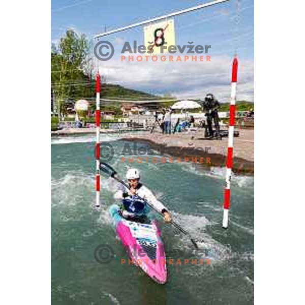 Ajda Novak (SLO) competes at ICF Canoe slalom in Tacen, Ljubljana Slovenia on April 27, 2025
