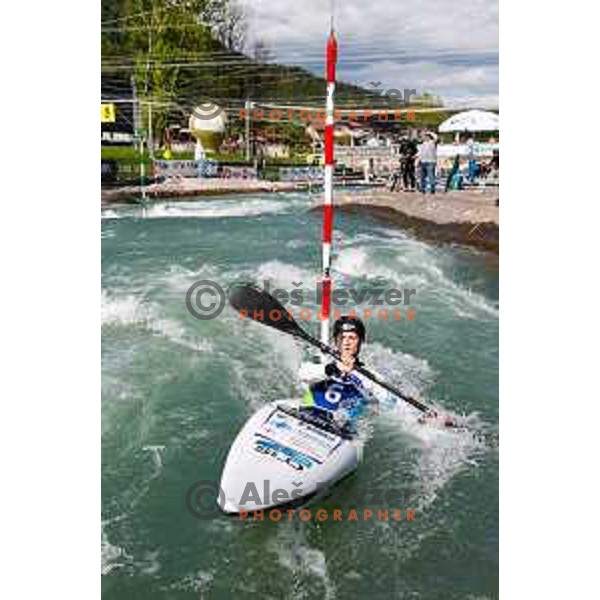 Lea Novak (SLO) competes at ICF Canoe slalom in Tacen, Ljubljana Slovenia on April 27, 2025