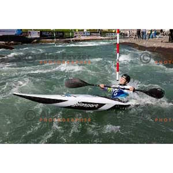 Lea Novak (SLO) competes at ICF Canoe slalom in Tacen, Ljubljana Slovenia on April 27, 2025