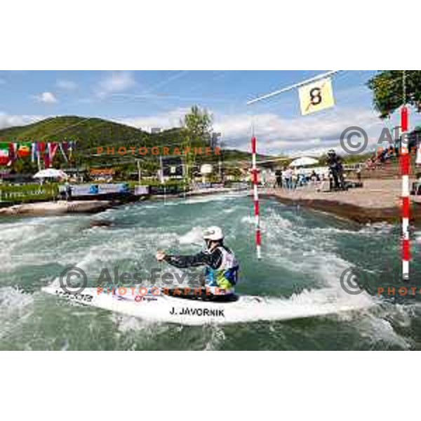 Jus Javornik (SLO) competes at ICF Canoe slalom in Tacen, Ljubljana Slovenia on April 27, 2025