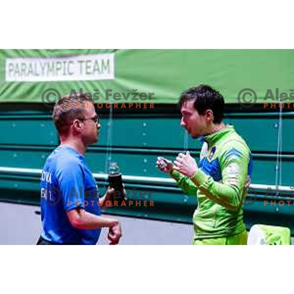 Tomaz Rabuzin and Luka Trtnik (SLO) compete at ITTF World Para Challenger Lasko 2025 in Tri Lilije Hall, Lasko, Slovenbia on May 6, 2025