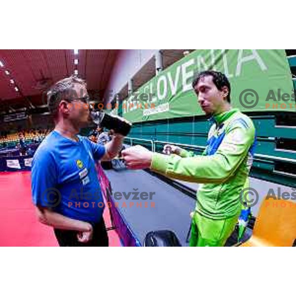 Tomaz Rabuzin and Luka Trtnik (SLO) compete at ITTF World Para Challenger Lasko 2025 in Tri Lilije Hall, Lasko, Slovenbia on May 6, 2025