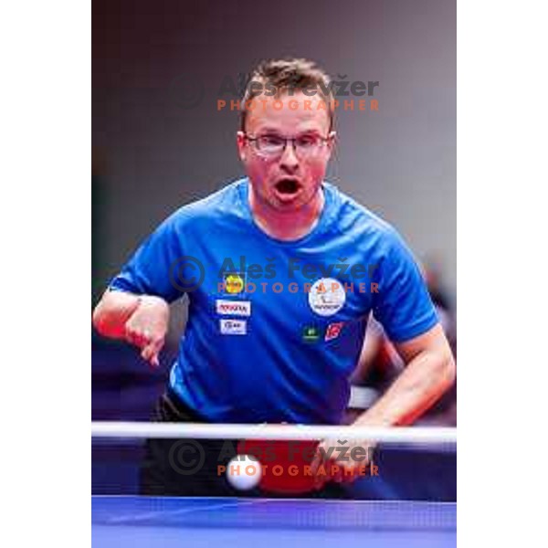 Tomaz Rabuzin (SLO) competes at ITTF World Para Challenger Lasko 2025 in Tri Lilije Hall, Lasko, Slovenbia on May 6, 2025