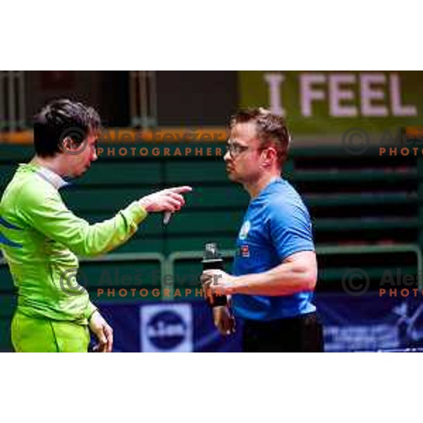 Tomaz Rabuzin and Luka Trtnik (SLO) compete at ITTF World Para Challenger Lasko 2025 in Tri Lilije Hall, Lasko, Slovenbia on May 6, 2025