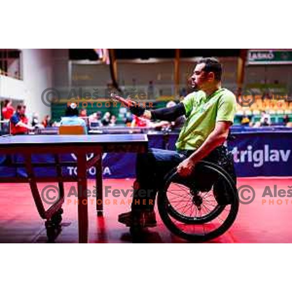 Gasper Mlakar (SLO) competes at ITTF World Para Challenger Lasko 2025 in Tri Lilije Hall, Lasko, Slovenbia on May 6, 2025