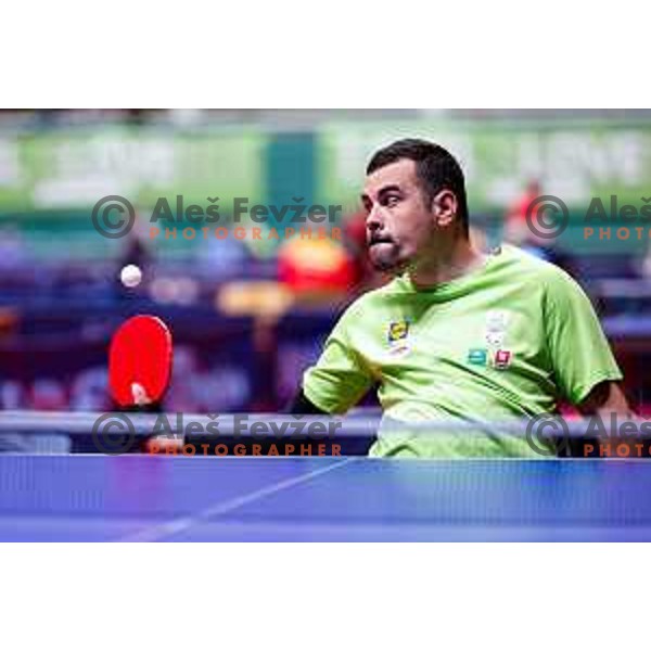 Gasper Mlakar (SLO) competes at ITTF World Para Challenger Lasko 2025 in Tri Lilije Hall, Lasko, Slovenbia on May 6, 2025