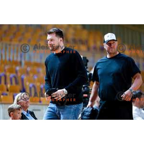 Luka Doncic and Marko Milic at The Final of ABA 2 League basketball match between Ilirija (SLO) and Bosna Visit Sarajevo (BiH) in Tivoli Hall, Ljubljana, Slovenia on May 7, 2025