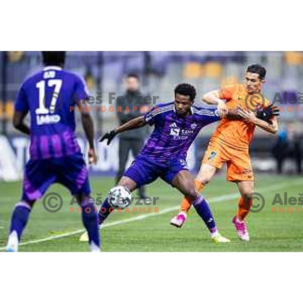 in action during Prva liga Telemach football match between Maribor and Celje in Ljudski vrt, Maribor, Slovenia on May 7, 2025. Photo: Jure Banfi