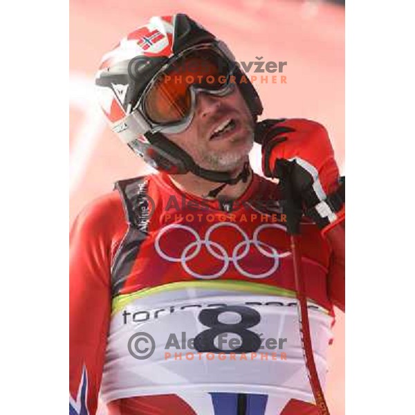 in the finish line of 2006 Torino Winter Olympic games men\'s downhill race in Borgata, Sestriere on February 12, 2006