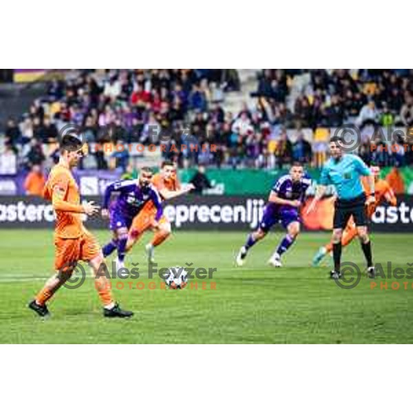 in action during Prva liga Telemach football match between Maribor and Celje in Ljudski vrt, Maribor, Slovenia on May 7, 2025. Photo: Jure Banfi