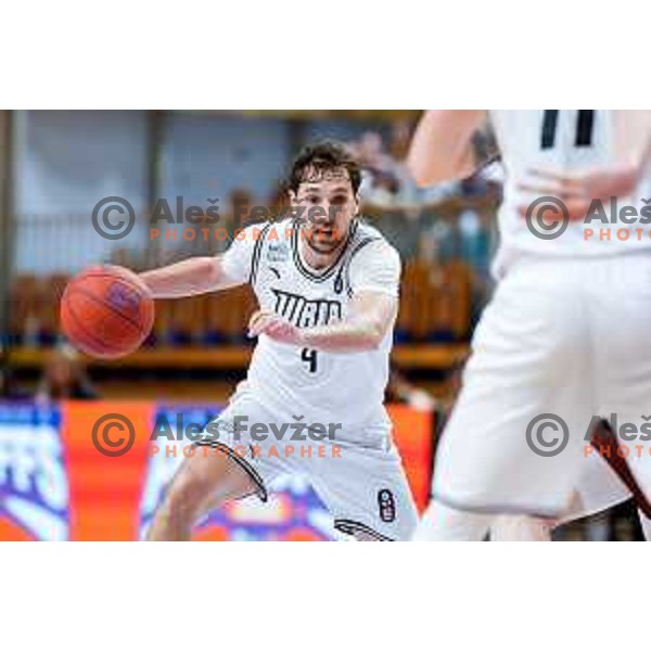 Tadej Ferme in action during second match of the Final of ABA 2 League 2024/25 basketball match between Iliriija and Bosna Visit Sarajevo in Hala Tivoli, Ljubljana, Slovenia on May 7, 2025