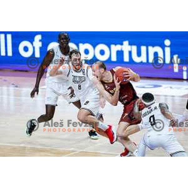 Tim Tomazic in action during second match of the Final of ABA 2 League 2024/25 basketball match between Iliriija and Bosna Visit Sarajevo in Hala Tivoli, Ljubljana, Slovenia on May 7, 2025
