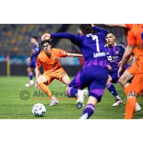 in action during Prva liga Telemach football match between Maribor and Celje in Ljudski vrt, Maribor, Slovenia on May 7, 2025. Photo: Jure Banfi