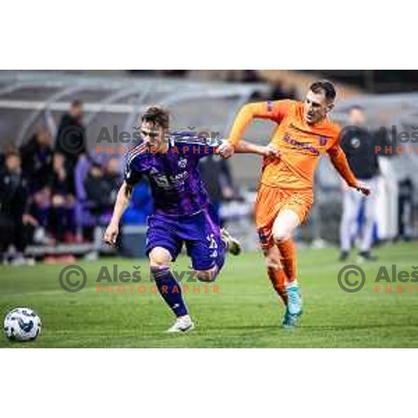 in action during Prva liga Telemach football match between Maribor and Celje in Ljudski vrt, Maribor, Slovenia on May 7, 2025. Photo: Jure Banfi