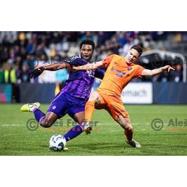in action during Prva liga Telemach football match between Maribor and Celje in Ljudski vrt, Maribor, Slovenia on May 7, 2025. Photo: Jure Banfi