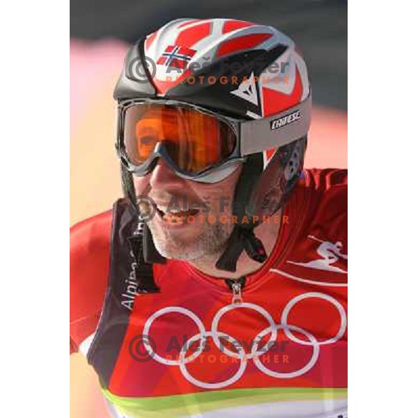 in the finish line of 2006 Torino Winter Olympic games men\'s downhill race in Borgata, Sestriere on February 12, 2006
