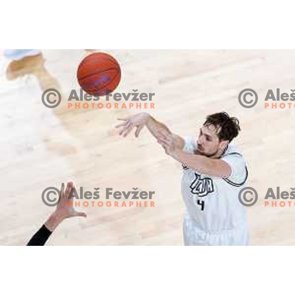 Tadej Ferme in action during second match of the Final of ABA 2 League 2024/25 basketball match between Iliriija and Bosna Visit Sarajevo in Hala Tivoli, Ljubljana, Slovenia on May 7, 2025