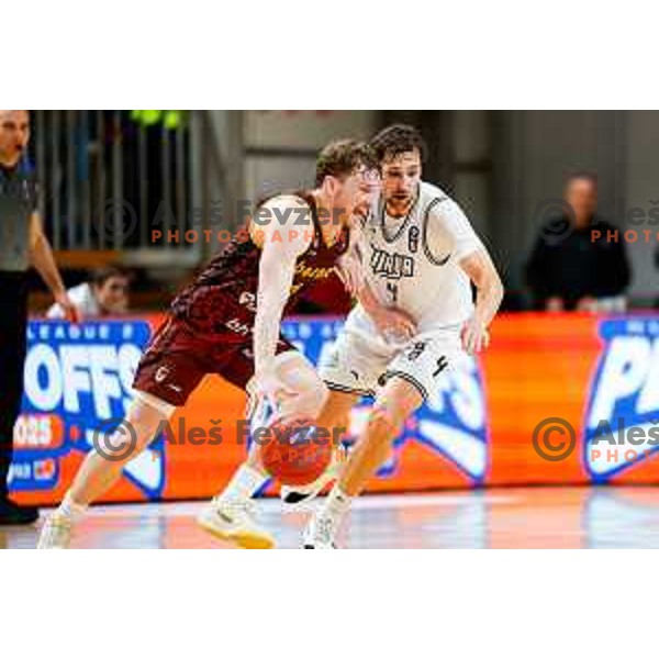 Tadej Ferme in action during second match of the Final of ABA 2 League 2024/25 basketball match between Iliriija and Bosna Visit Sarajevo in Hala Tivoli, Ljubljana, Slovenia on May 7, 2025