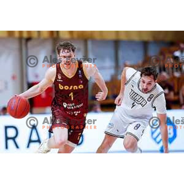 Tadej Ferme in action during second match of the Final of ABA 2 League 2024/25 basketball match between Iliriija and Bosna Visit Sarajevo in Hala Tivoli, Ljubljana, Slovenia on May 7, 2025