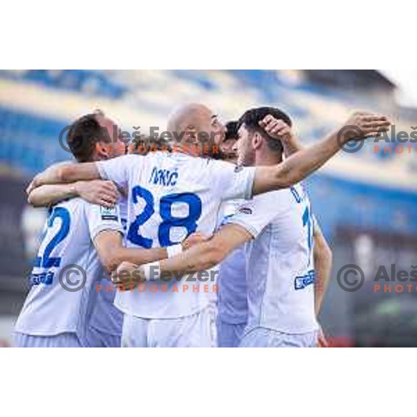 Dominik Ivkic celebrating goal during Prva liga Telemach football match between Celje and Koper in Stadion z’dezele, Celje, Slovenia on May 10, 2025. Photo: Jure Banfi