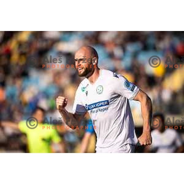 Dominik Ivkic celebrating goal during Prva liga Telemach football match between Celje and Koper in Stadion z’dezele, Celje, Slovenia on May 10, 2025. Photo: Jure Banfi