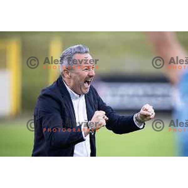 Slavisa Stojanovic, head coach of Koper celebrating victory during Prva liga Telemach football match between Celje and Koper in Stadion z’dezele, Celje, Slovenia on May 10, 2025. Photo: Jure Banfi