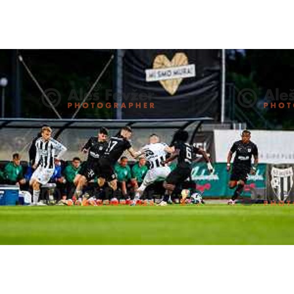 in action during Prva liga Telemach 2024/2025 football match between Mura and Olimpija in Murska Sobota, Slovenia on May 10, 2025