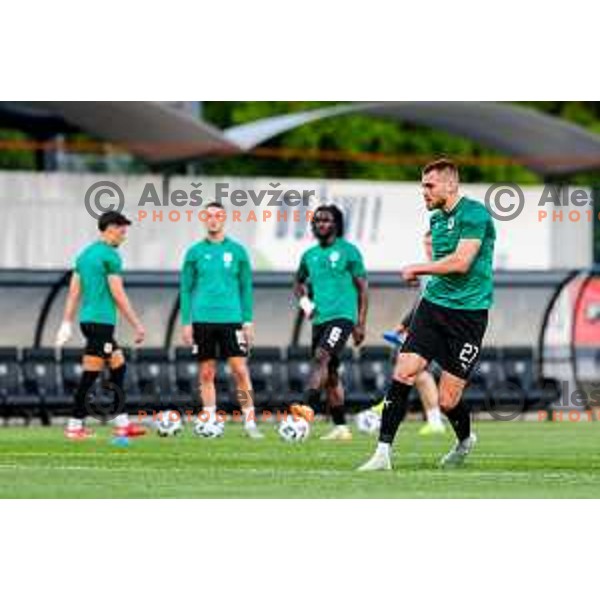 in action during Prva liga Telemach 2024/2025 football match between Mura and Olimpija in Murska Sobota, Slovenia on May 10, 2025