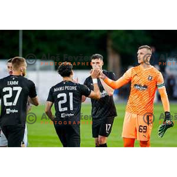 in action during Prva liga Telemach 2024/2025 football match between Mura and Olimpija in Murska Sobota, Slovenia on May 10, 2025