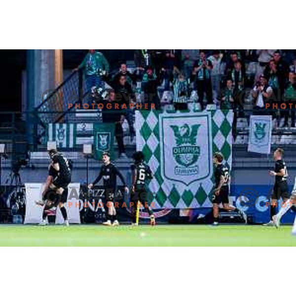 in action during Prva liga Telemach 2024/2025 football match between Mura and Olimpija in Murska Sobota, Slovenia on May 10, 2025
