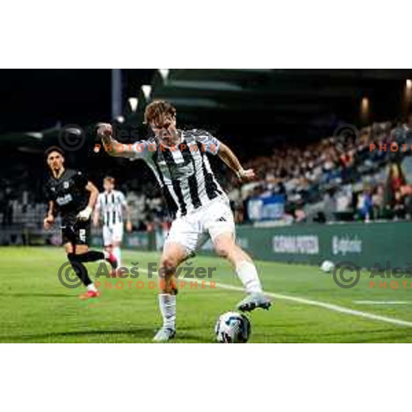 in action during Prva liga Telemach 2024/2025 football match between Mura and Olimpija in Murska Sobota, Slovenia on May 10, 2025