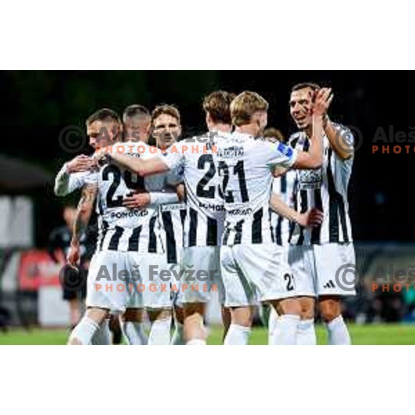 in action during Prva liga Telemach 2024/2025 football match between Mura and Olimpija in Murska Sobota, Slovenia on May 10, 2025