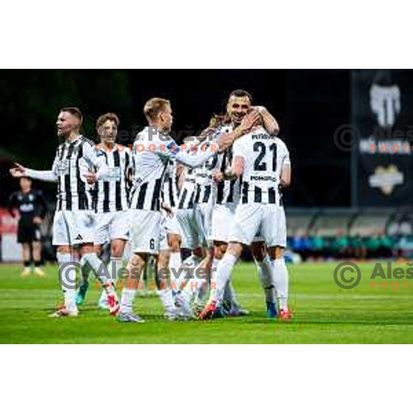 in action during Prva liga Telemach 2024/2025 football match between Mura and Olimpija in Murska Sobota, Slovenia on May 10, 2025