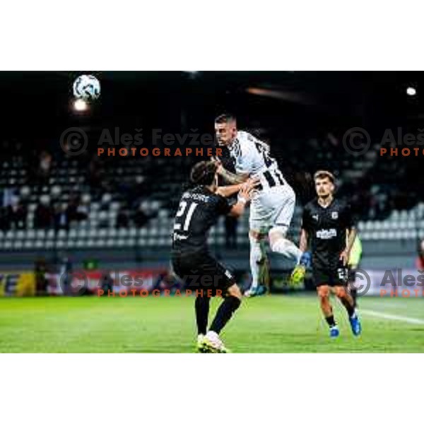 in action during Prva liga Telemach 2024/2025 football match between Mura and Olimpija in Murska Sobota, Slovenia on May 10, 2025
