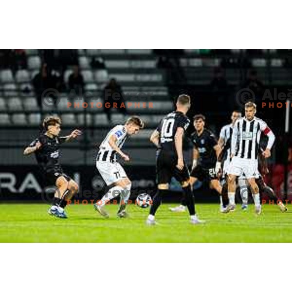 in action during Prva liga Telemach 2024/2025 football match between Mura and Olimpija in Murska Sobota, Slovenia on May 10, 2025