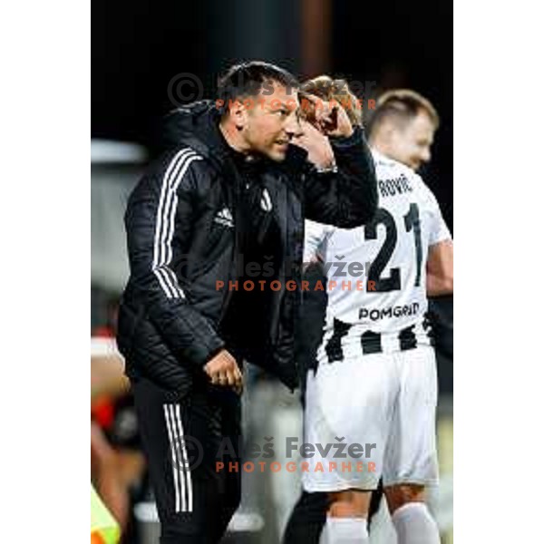 in action during Prva liga Telemach 2024/2025 football match between Mura and Olimpija in Murska Sobota, Slovenia on May 10, 2025