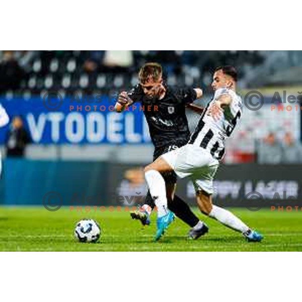 in action during Prva liga Telemach 2024/2025 football match between Mura and Olimpija in Murska Sobota, Slovenia on May 10, 2025