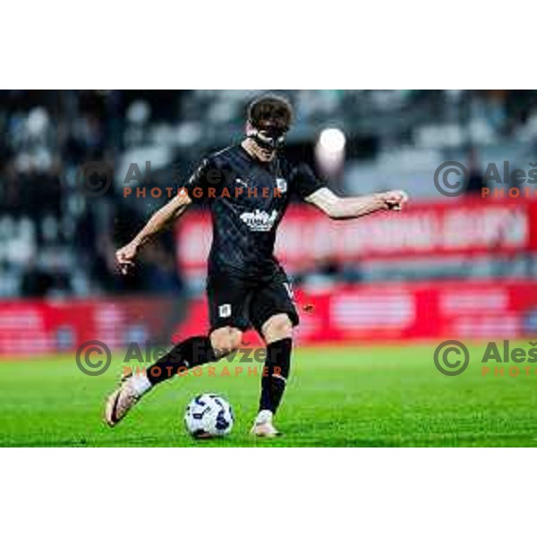 in action during Prva liga Telemach 2024/2025 football match between Mura and Olimpija in Murska Sobota, Slovenia on May 10, 2025