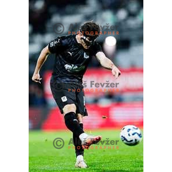 in action during Prva liga Telemach 2024/2025 football match between Mura and Olimpija in Murska Sobota, Slovenia on May 10, 2025
