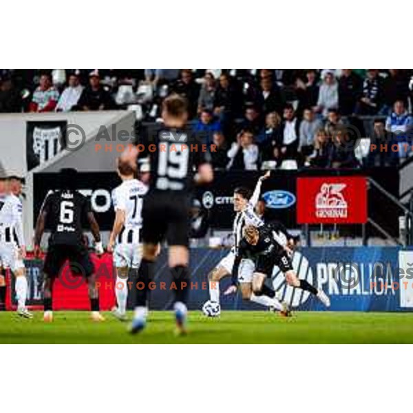 in action during Prva liga Telemach 2024/2025 football match between Mura and Olimpija in Murska Sobota, Slovenia on May 10, 2025