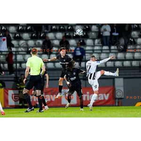 in action during Prva liga Telemach 2024/2025 football match between Mura and Olimpija in Murska Sobota, Slovenia on May 10, 2025